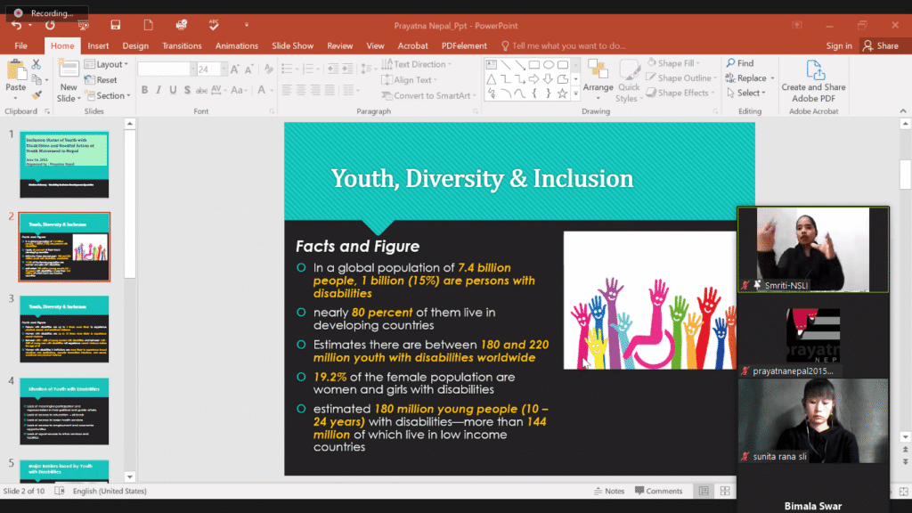 Slide during presentation youth and d