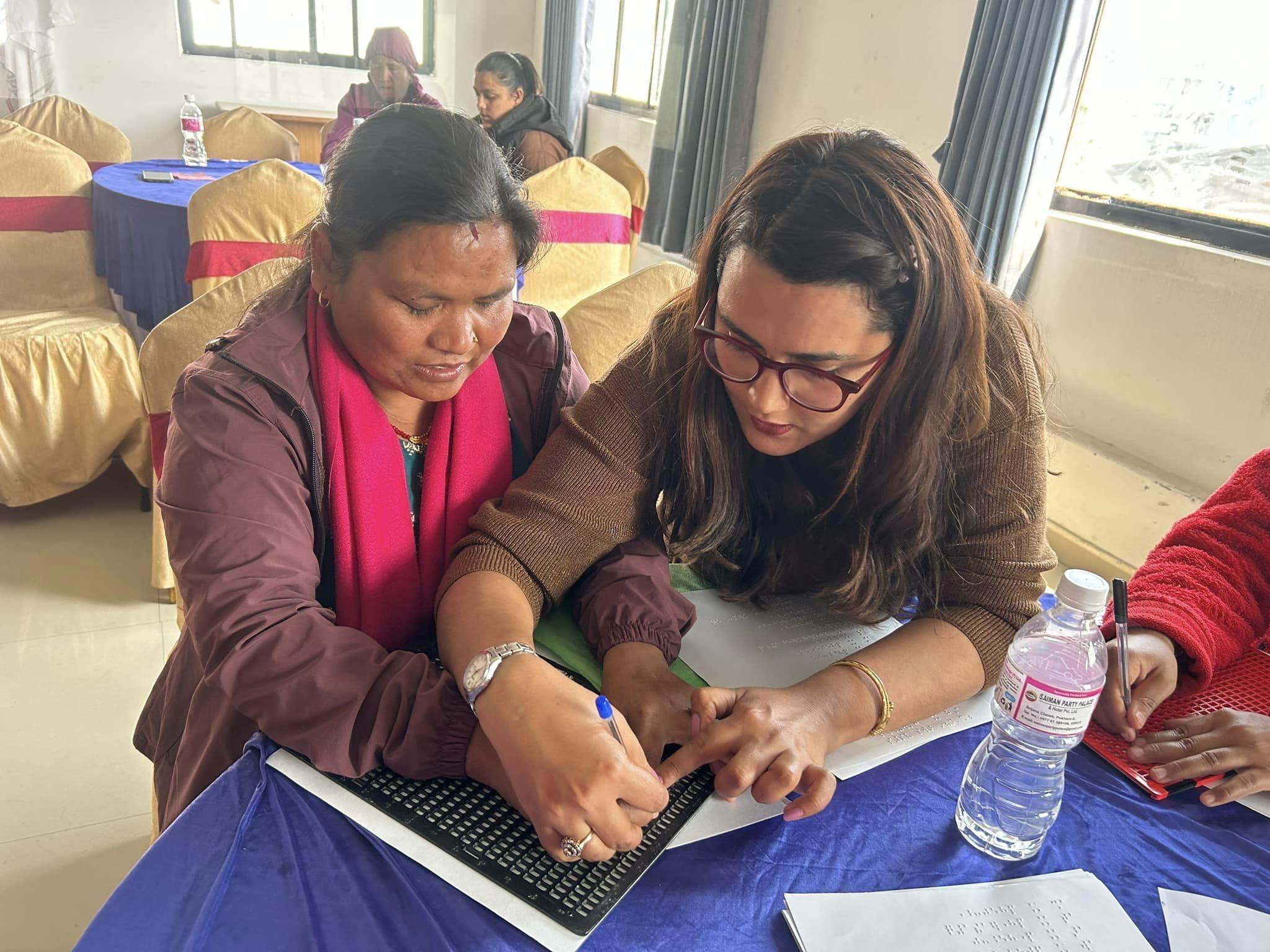 Signature Technique Training for blind and visually impaired girls and women.